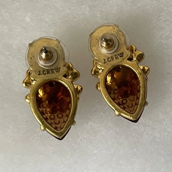 J. Crew molded plastic, rhinestone, enamel flower stud earrings - Picture 5 of 6